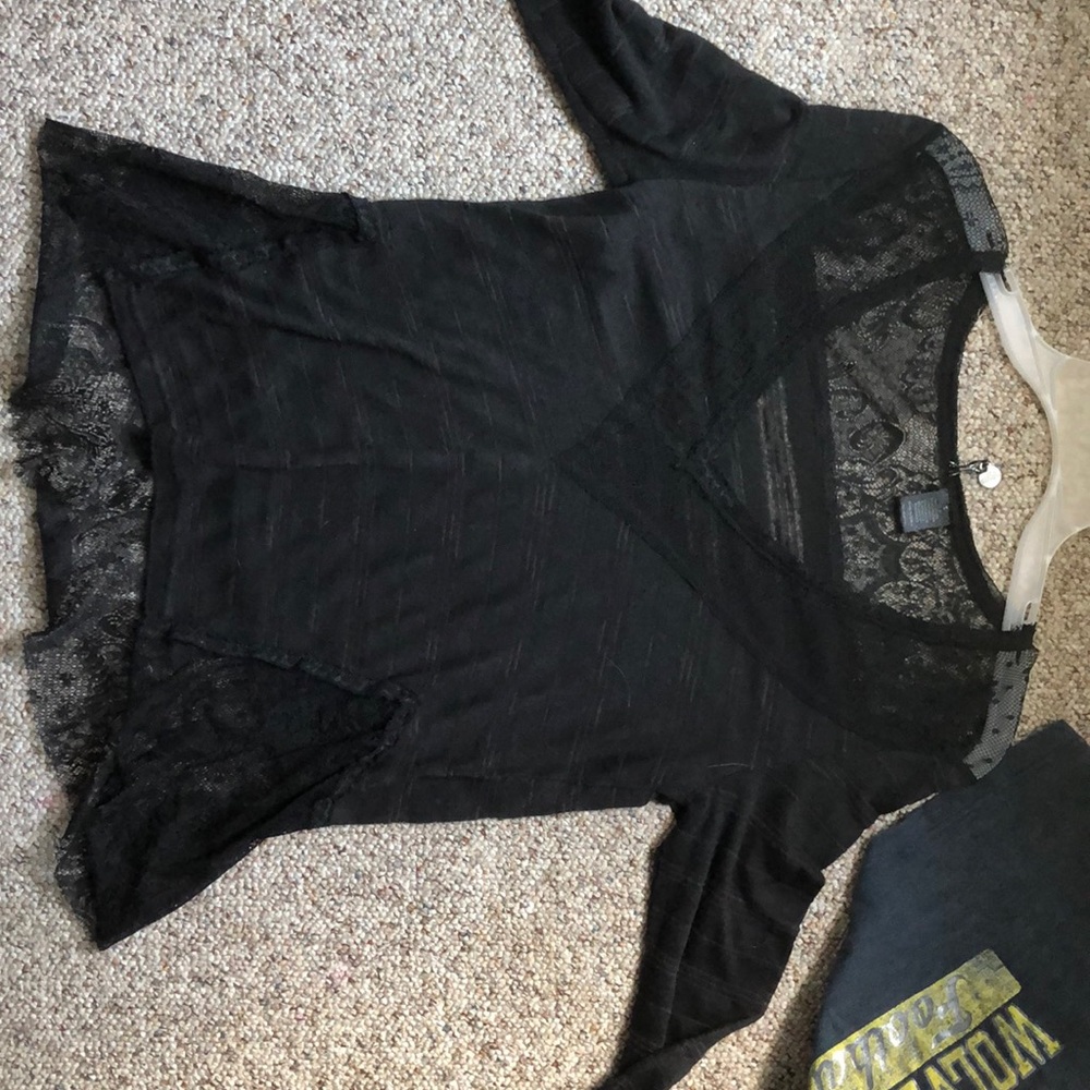 Lacey black V-neck